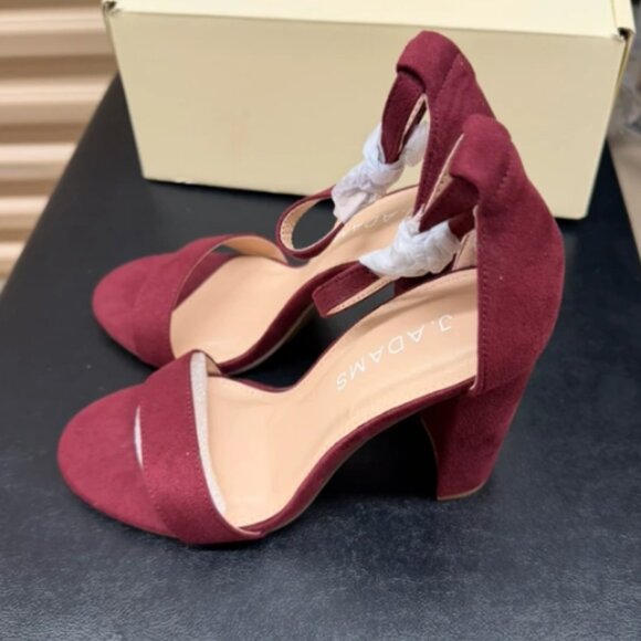 Adams Women's Deep Red Heeled Sandals - Picture 2 of 2